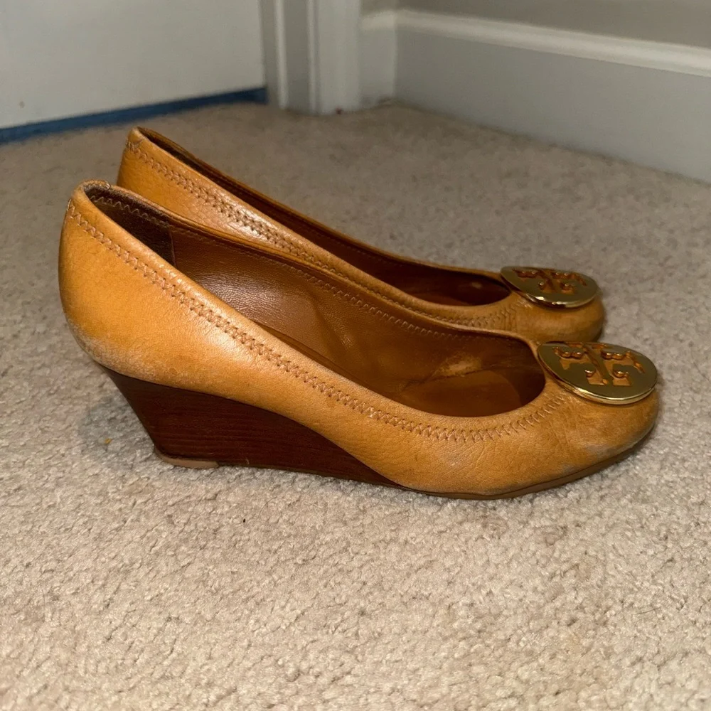 Tory Burch tan wedges. Size 7